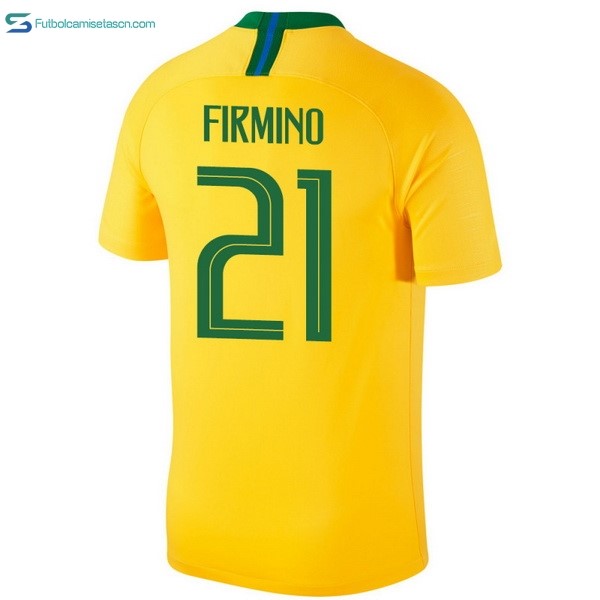 Camiseta Brasil 1ª Firmino 2018 Amarillo